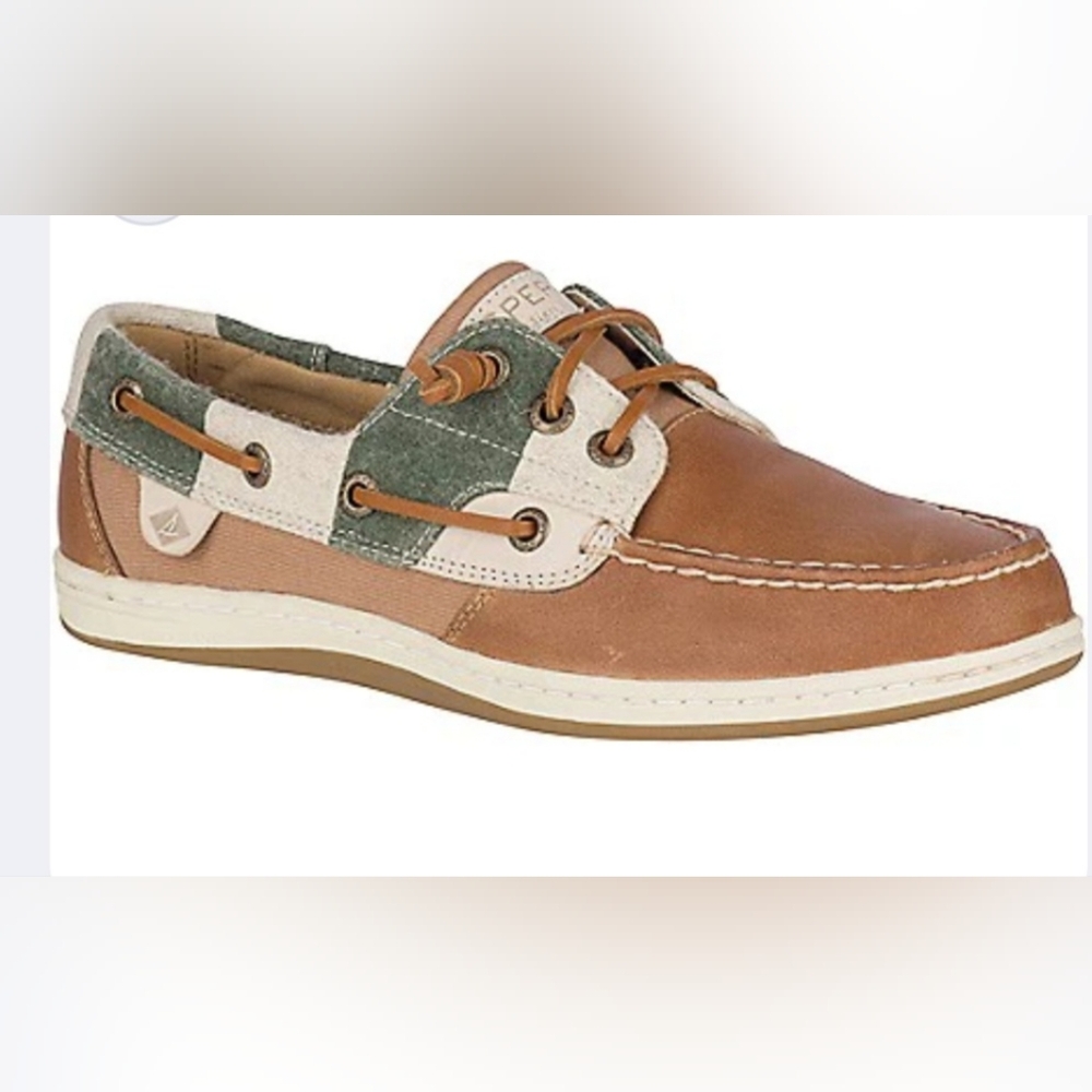 SPERRY SONGFISH VARISTY Boat Shoes TAN AND CAMO SIZE 6.5